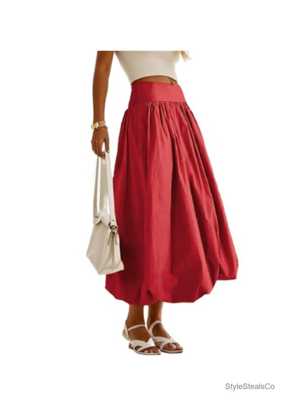 Women's Bubble Maxi Skirt Polyester Elastic Waist A-Line Long Ruffle Y2K
